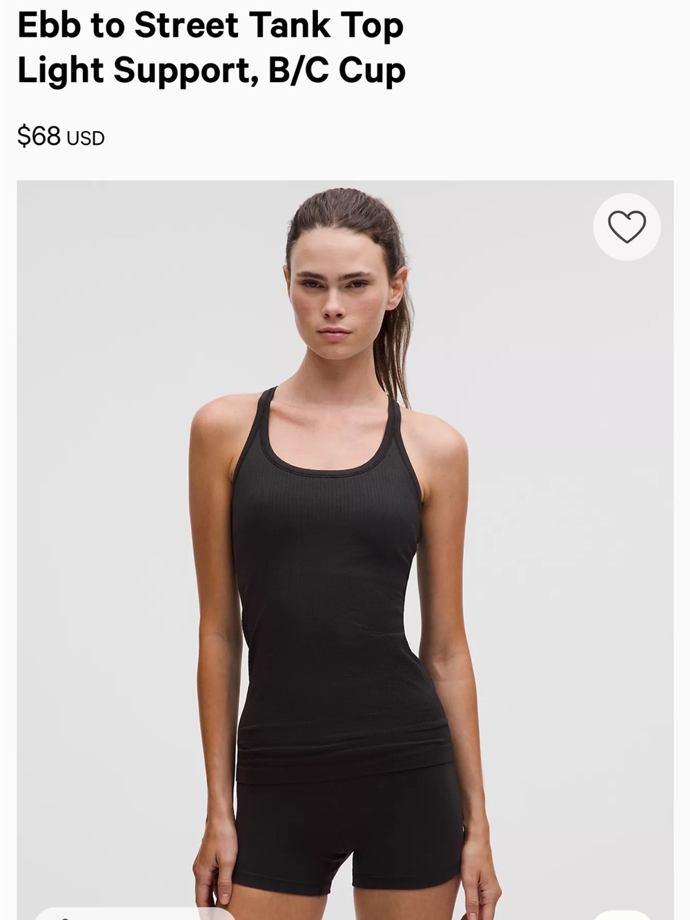 lululemon athletica Black Ribbed Racerback Tank